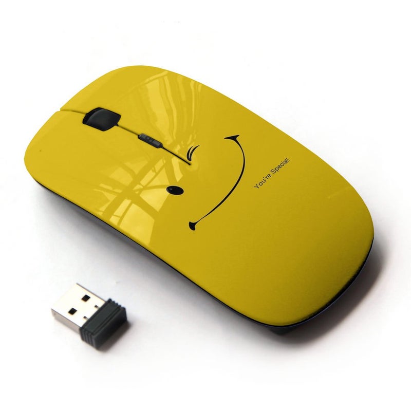 KOOLmouse ماوس KOOL [ ماوس لاسلكي بصري 2.4G [ وجه مبتسم أصفر لطيف ] - Image 1